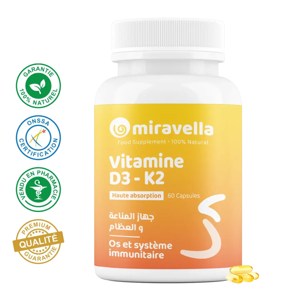 Vitamine D3-K2 60 Capsules Maroc