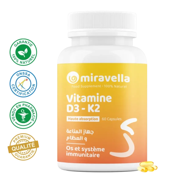 Vitamine D3-K2 60 Capsules Maroc