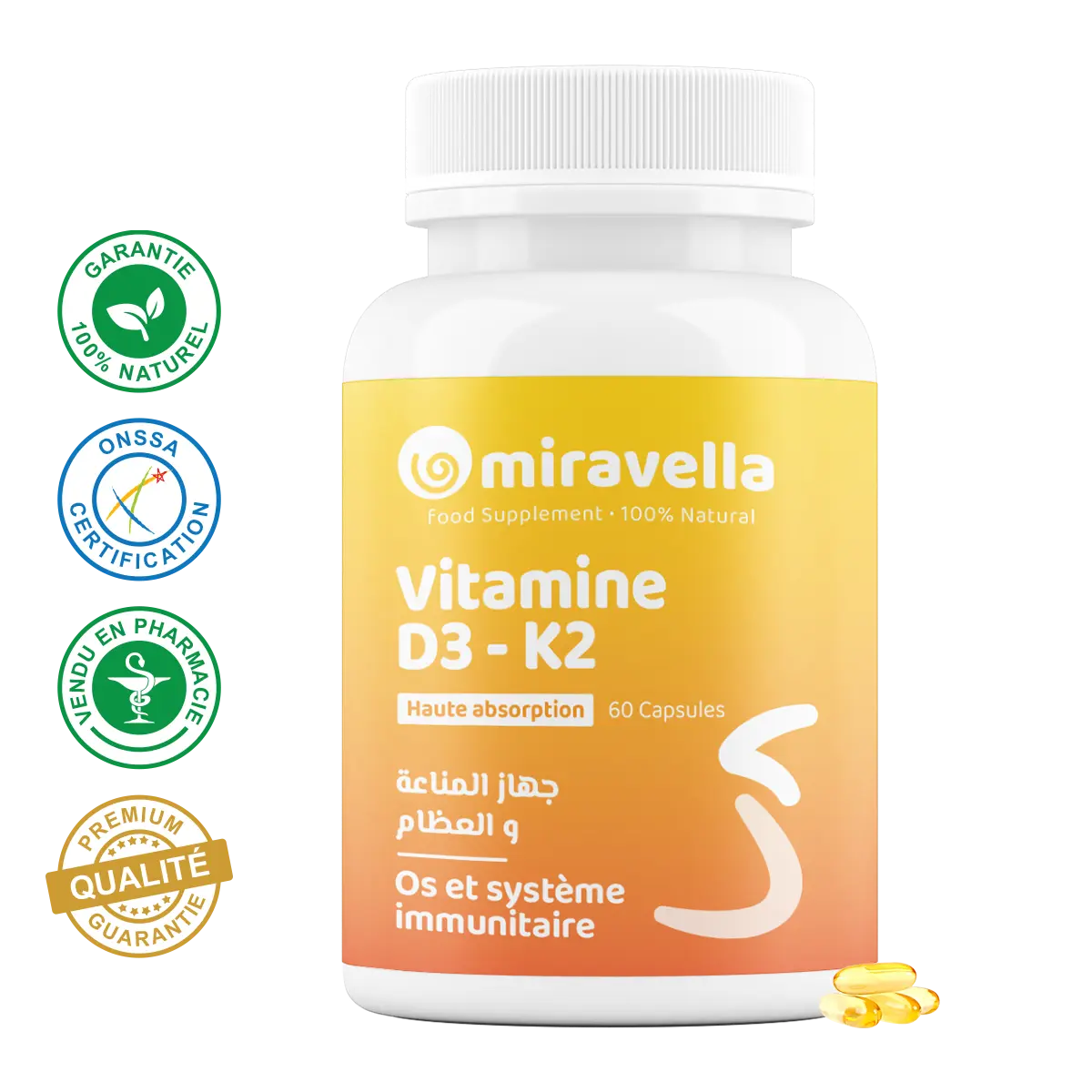Vitamine D3-K2 60 Capsules Maroc