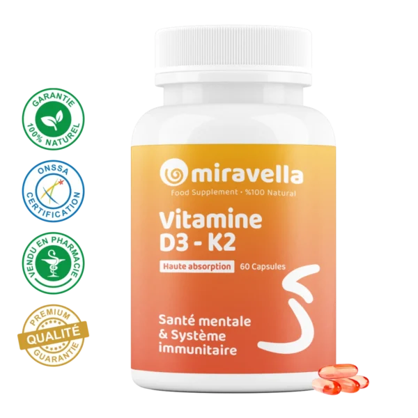 Vitamine D3-K2 60 Capsules Maroc