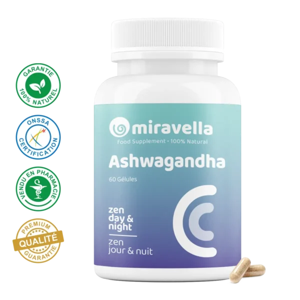 Ashwagandha Bio 60 Gélules Miravella Maroc