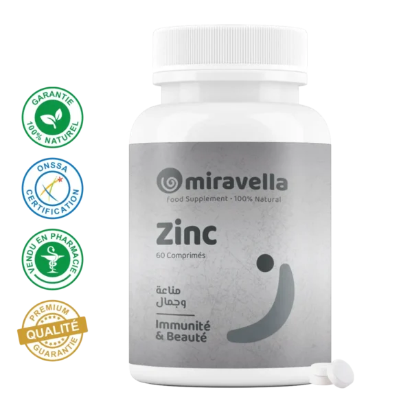 Zinc 60 Comprimés Miravella Maroc