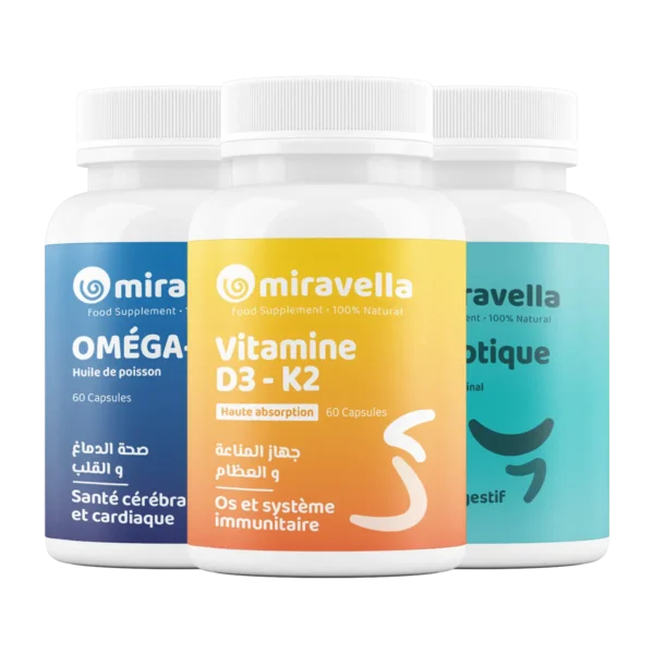 Pack Trio Immunité & Énergie - Oméga 3, Vitamine D3-K2 et Probiotique