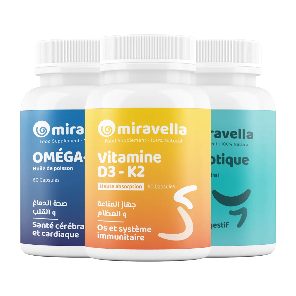 Pack Trio Immunité & Énergie - Oméga 3, Vitamine D3-K2 et Probiotique