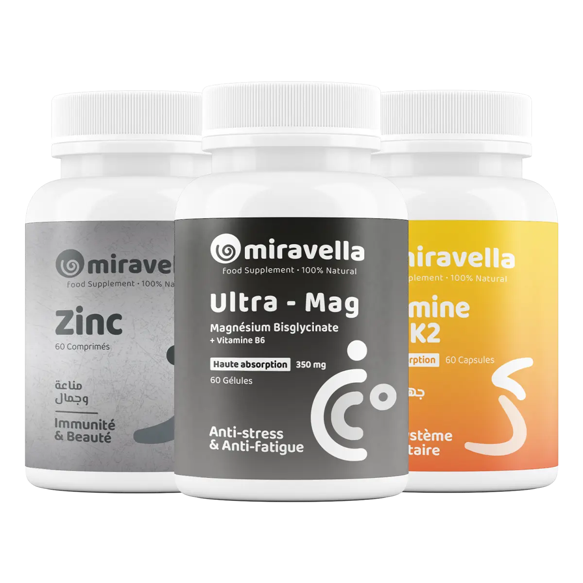 Pack Balance + Magnesium glycinate, Zinc, Vitamine D3-K2 miravella maroc