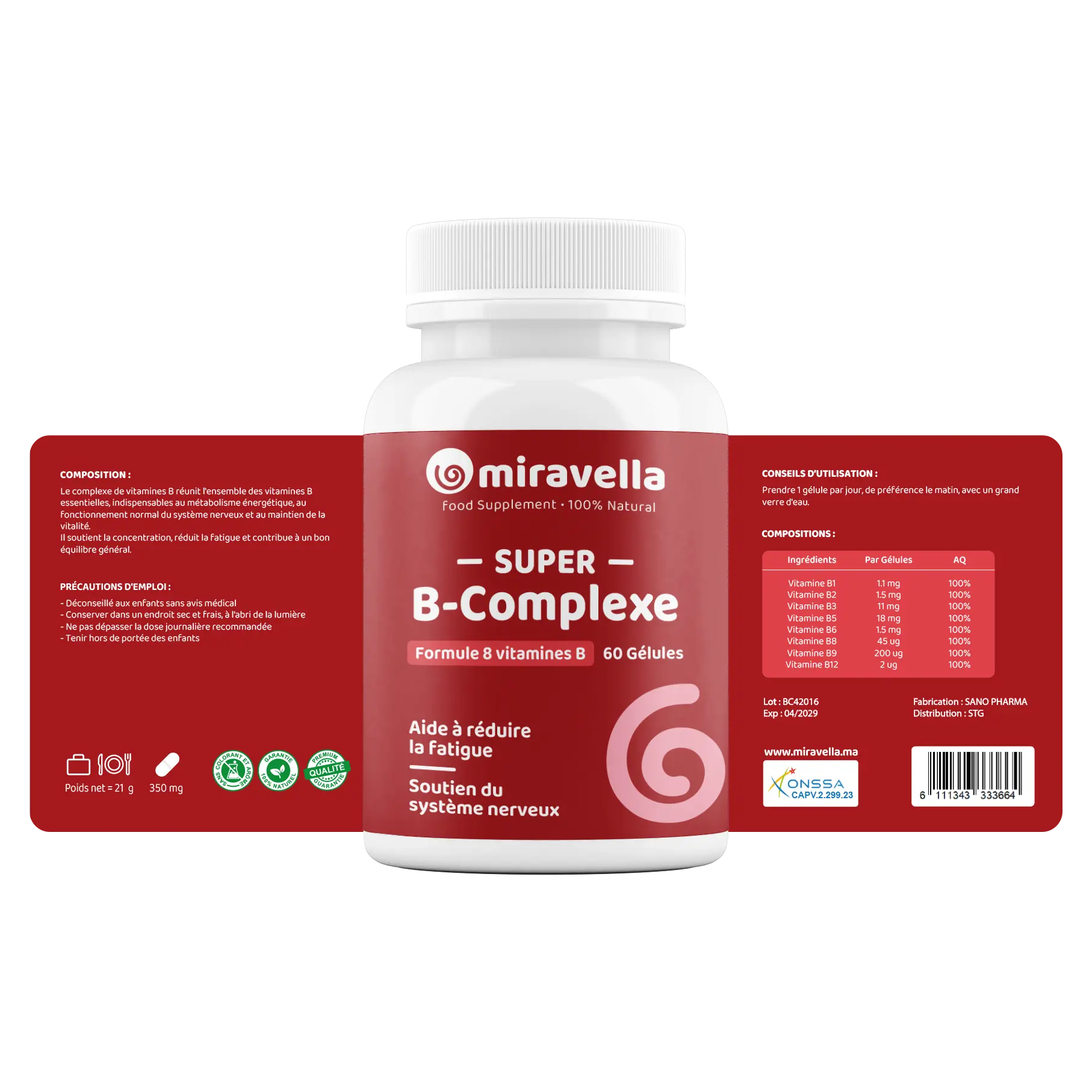 Vitamine B complexe 60 Gélules