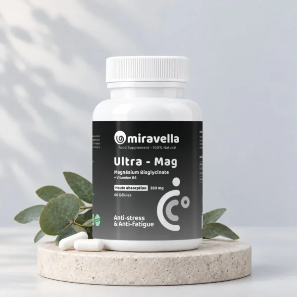 Magnésium bisglycinate Ultra-Mag 60 gélules Miravella – mise en scène