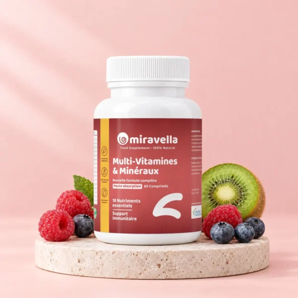 Multi-Vitamines et Minéraux 60 comprimés Miravella – mise en scène