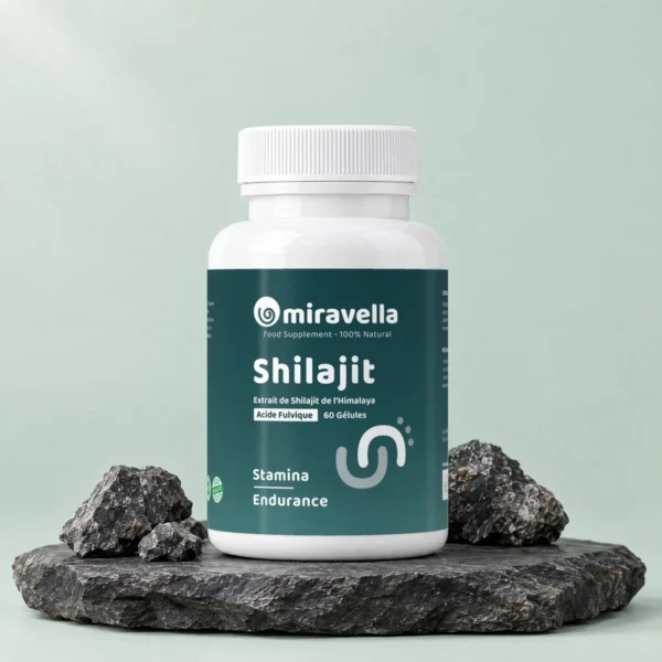 Shilajit de l’Himalaya 60 gélules Miravella – mise en scène