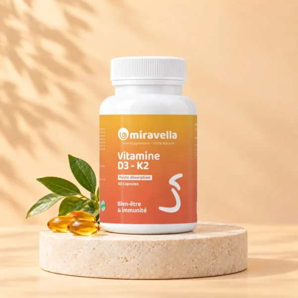 Vitamine D3-K2 60 capsules Miravella – mise en scène